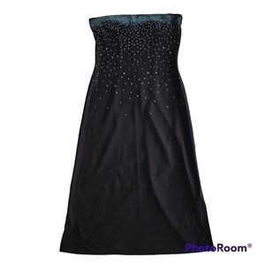 ☀️Vintage Maxou Black Beaded Strapless Dress